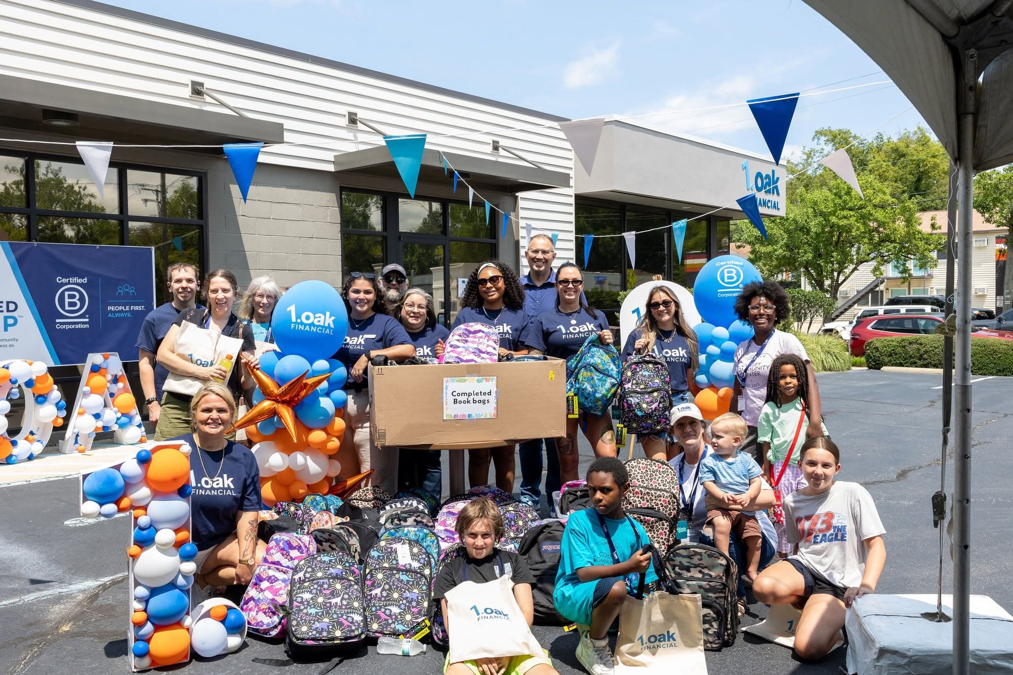 The 1.oak Financial team at the back-to-school supply drive