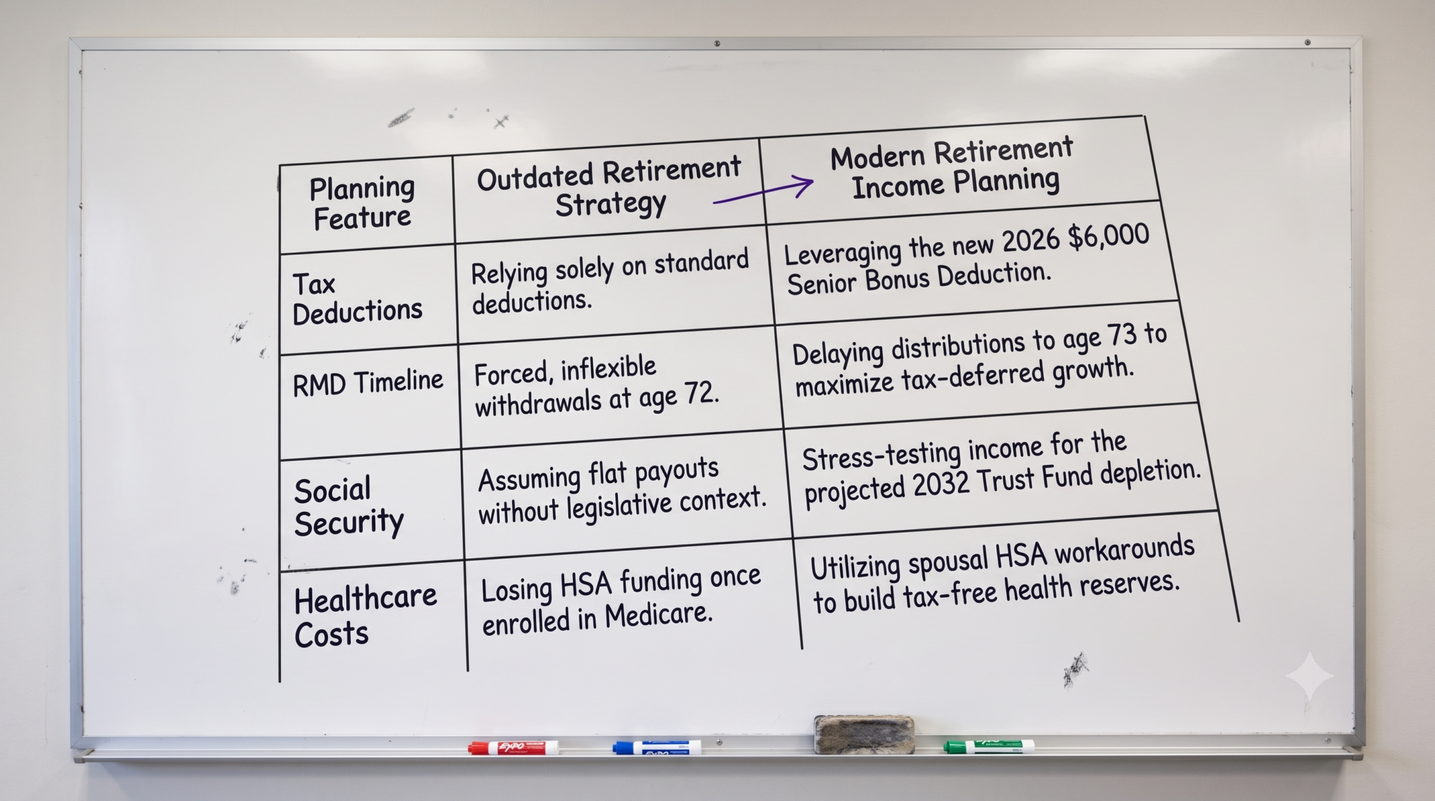 Is your retirement income plan outdated today graphic (made with Gemini)